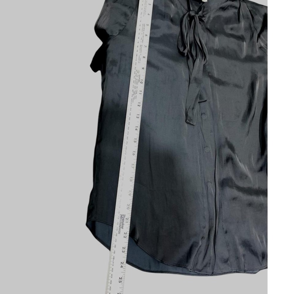 Zadig & Voltaire Touch Satin Bow Blouse Shirt‎ M Black Long Sleeve career - Picture 6 of 6